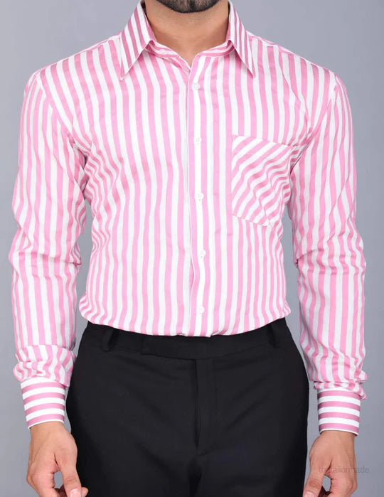 Combo - Pink Striped & Polka Dot Blue Shirt